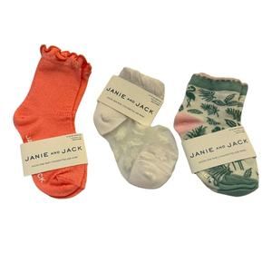 Janie and Jack Girl’s Assorted Socks - Set of 3 Size 12-24M